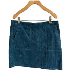 Francesca’s Teal Chunky Corduroy Mini Skirt